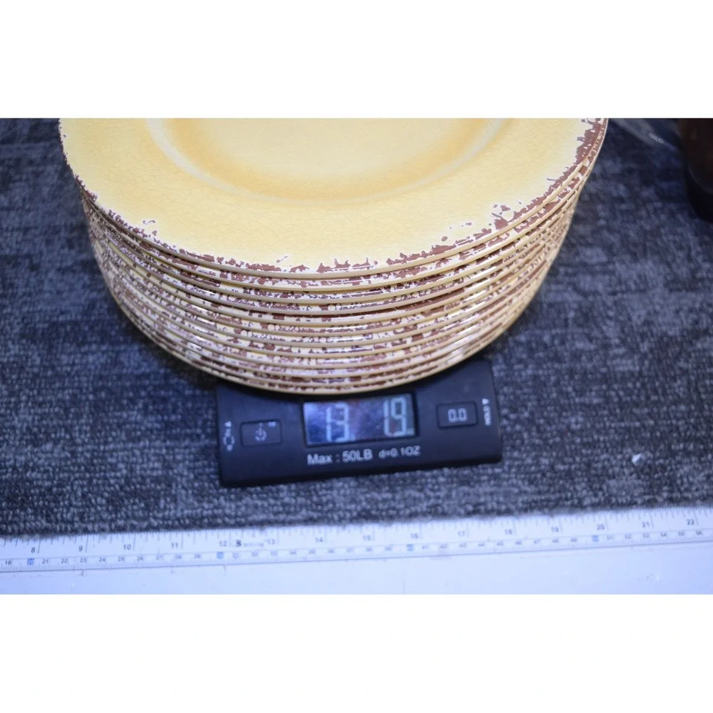 12 Williams Sonoma Rustic Melamine Plastic Dinner Plates Tuscan Summer Yellow